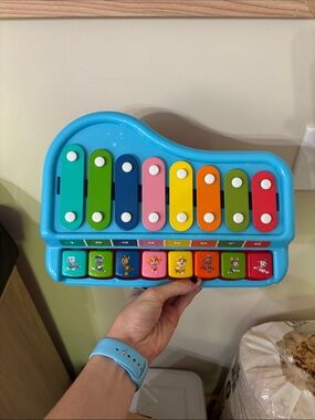 Fisher-Price Blue Xylophone Piano Toy with Rainbow Keys